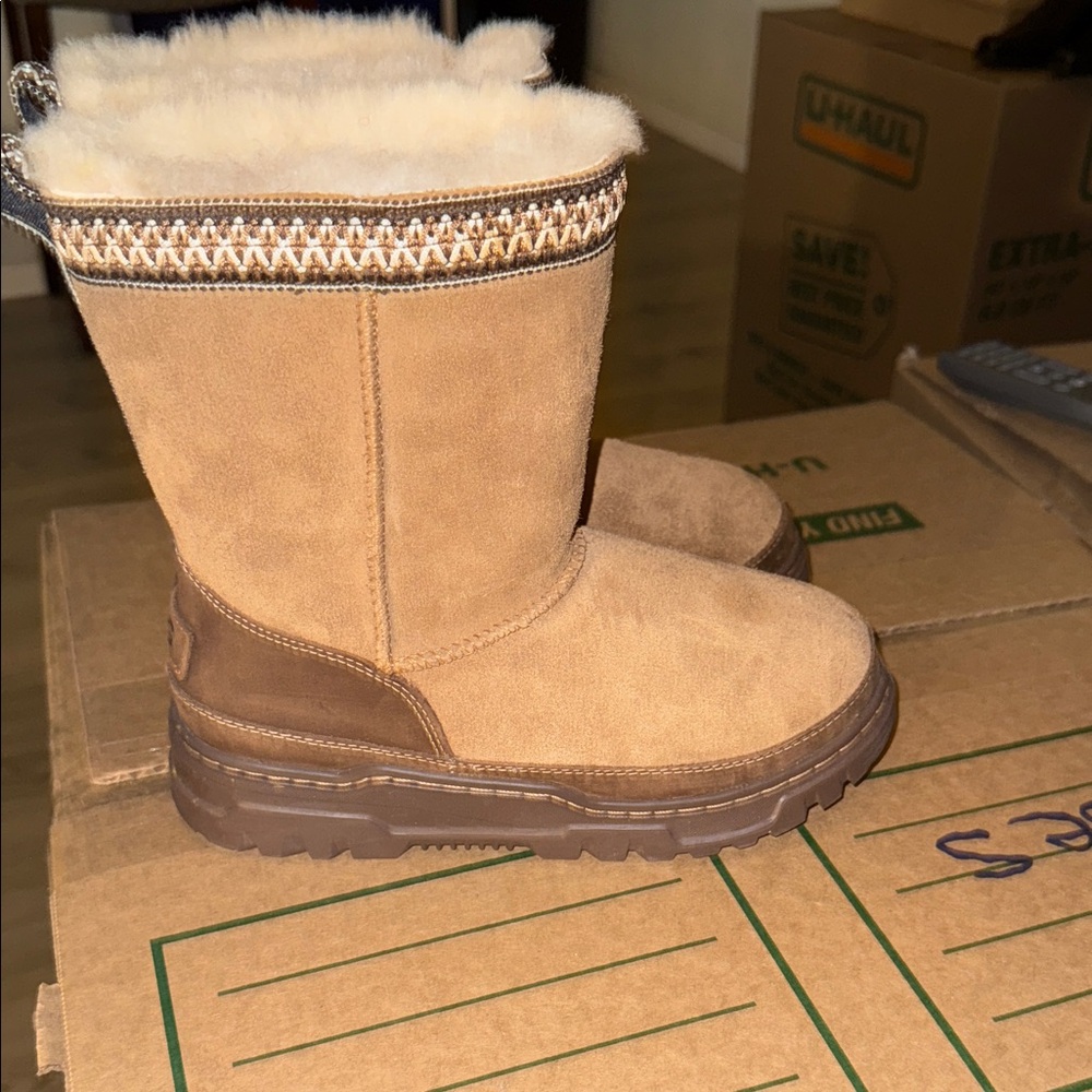 UGG Chestnut and Chocolate Shearling Boots - Picture 3 of 4